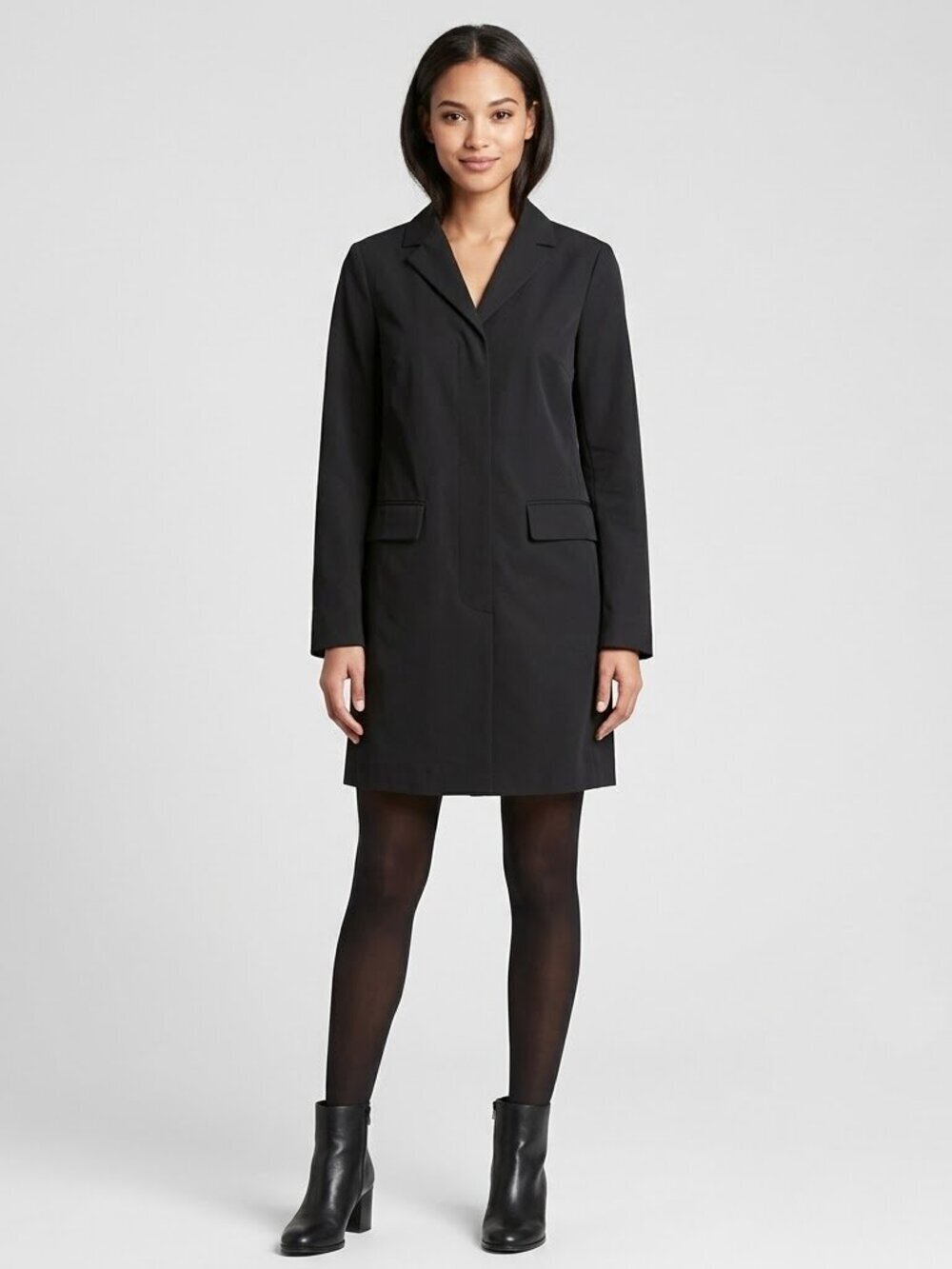 GAP Black Trench Coat womens 6 Black Preppy Old Money Academia Y2K Jacket
